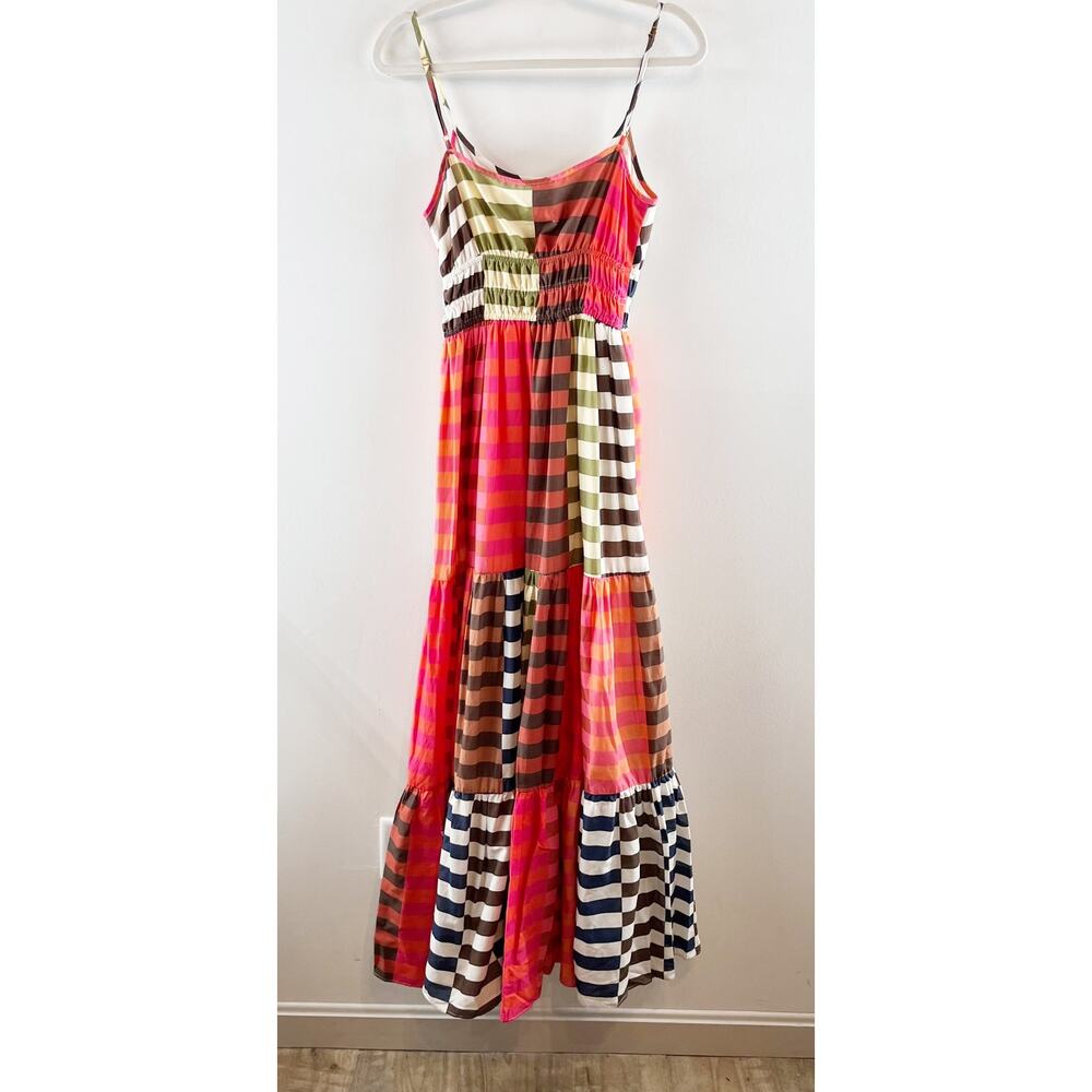 Hutch Silvana Tiered Striped Colorblock Maxi Dress Pink Multi Small - Picture 5 of 6